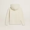 Sweatshirt met capuchon in versleten wit met gouden borduursel op de voorkant.