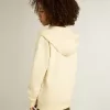 Sweatshirt met capuchon in versleten wit met gouden borduursel op de voorkant.