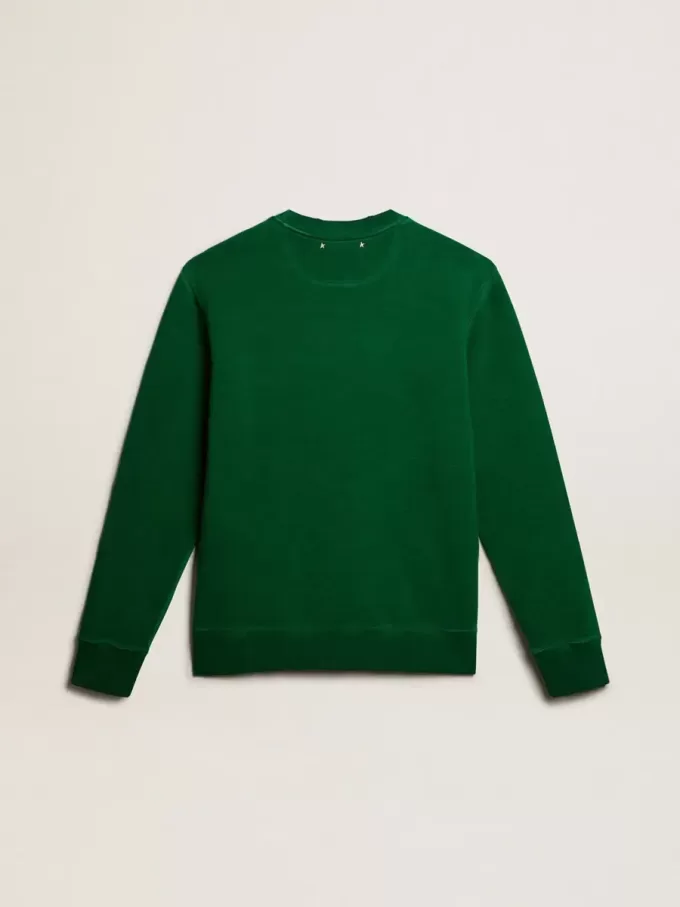 Sweatshirt met ronde hals van groene katoenen fleece