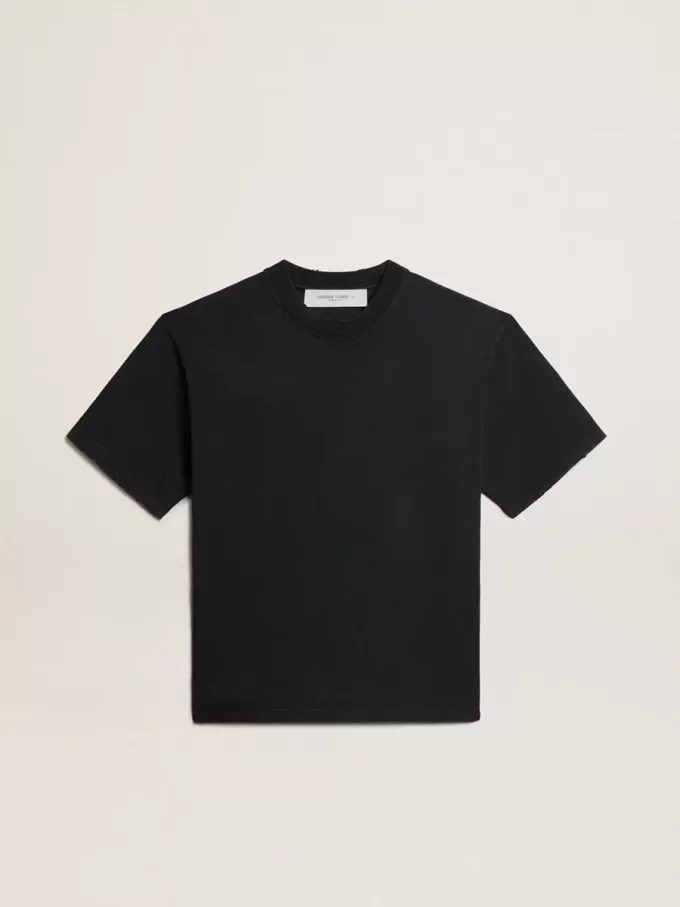 T-shirt in gewassen zwart met omgekeerd logo op de achterkant – Jersey Capsule