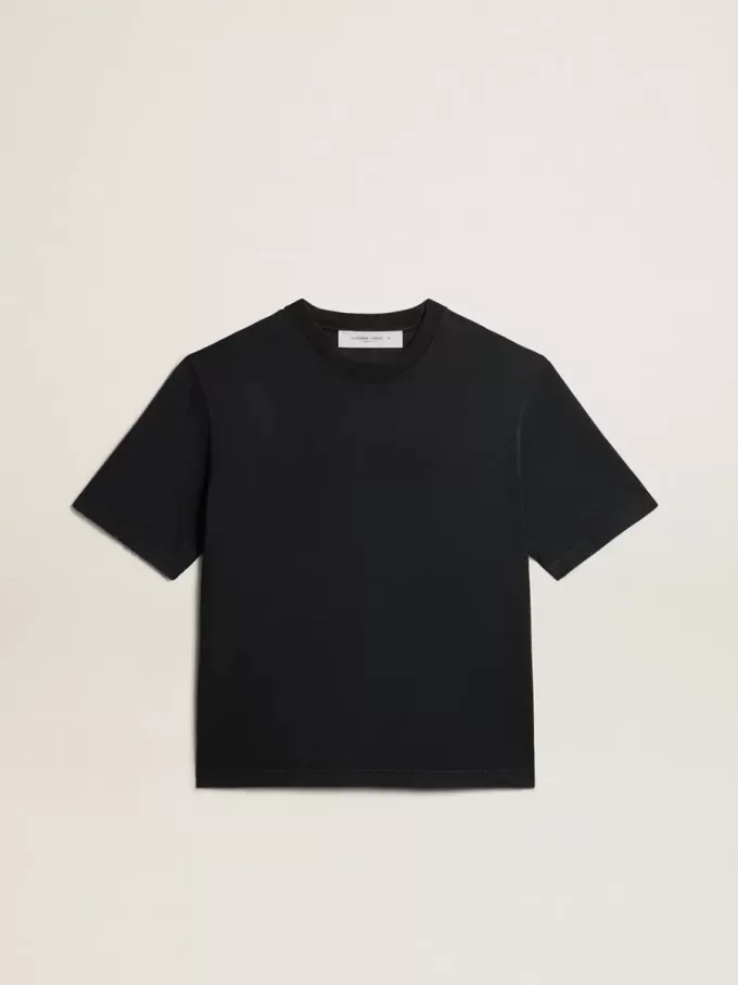 T-shirt in gewassen zwart met omgekeerd logo op de achterkant – Jersey Capsule