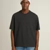 T-shirt in gewassen zwart met omgekeerd logo op de achterkant – Jersey Capsule