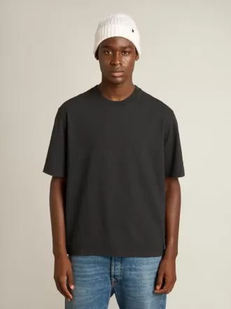T-shirt in gewassen zwart met omgekeerd logo op de achterkant – Jersey Capsule