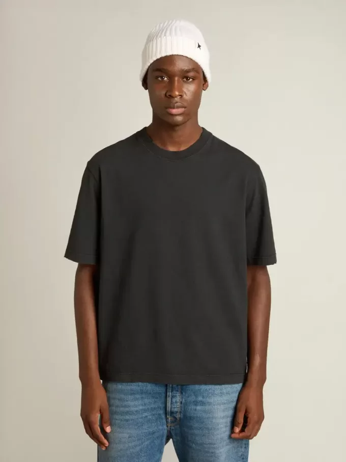 T-shirt in gewassen zwart met omgekeerd logo op de achterkant – Jersey Capsule