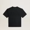 T-shirt in gewassen zwart met omgekeerd logo op de achterkant – Jersey Capsule