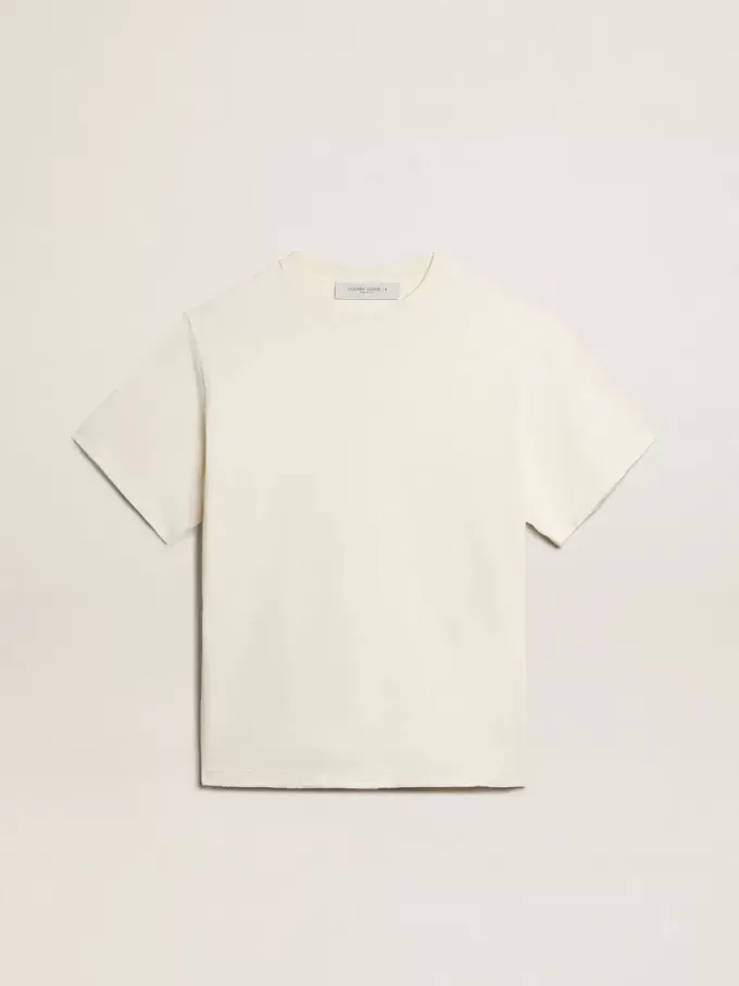 T-shirt in verouderd wit met omgekeerd logo op de achterkant – Jersey Capsule