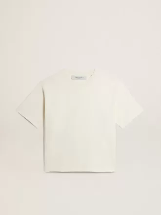 T-shirt in verouderd wit met omgekeerd logo op de achterkant – Jersey Capsule