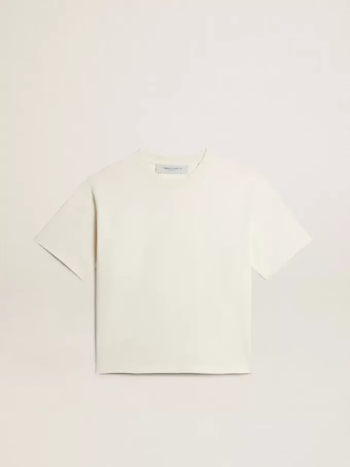 T-shirt in verouderd wit met omgekeerd logo op de achterkant – Jersey Capsule
