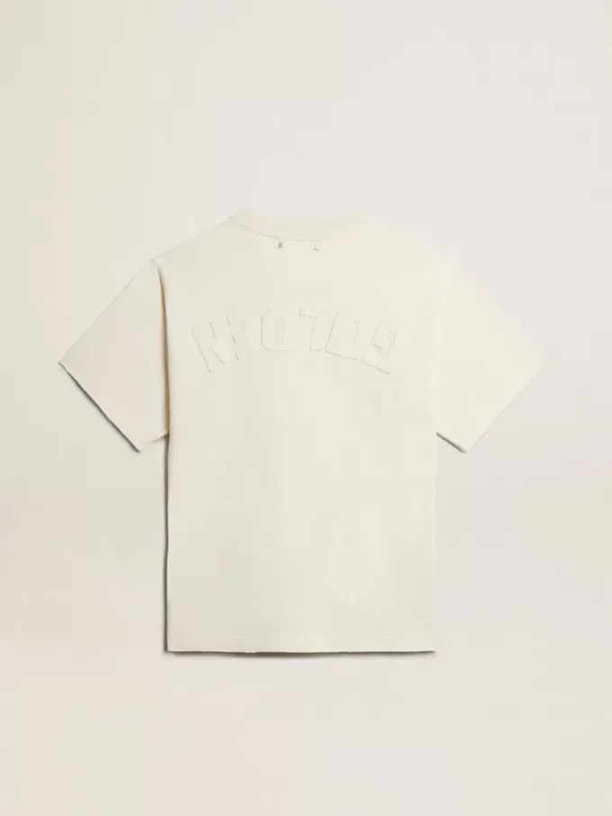 T-shirt in verouderd wit met omgekeerd logo op de achterkant – Jersey Capsule