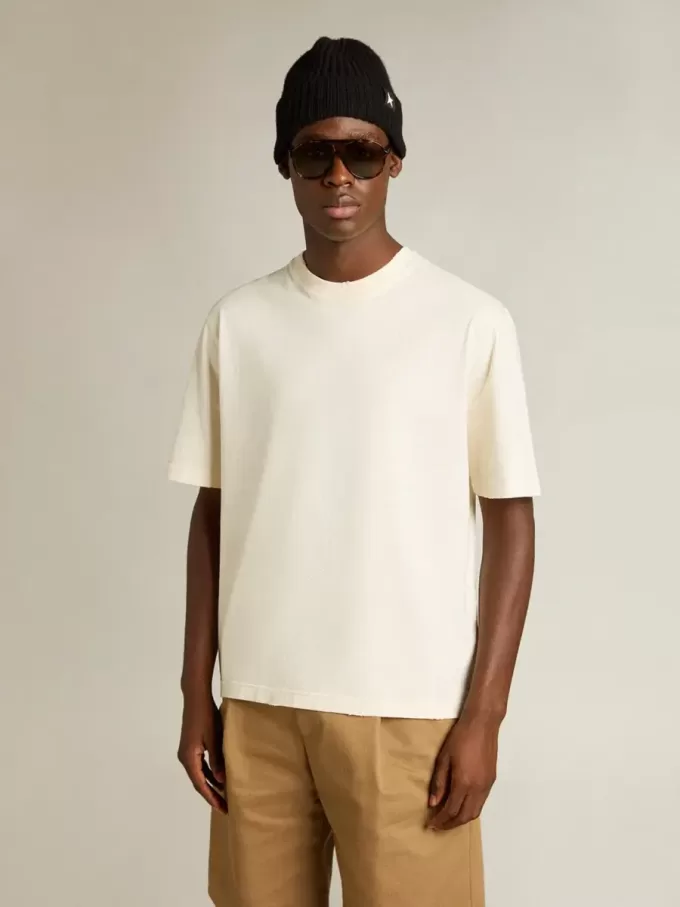 T-shirt in verouderd wit met omgekeerd logo op de achterkant – Jersey Capsule