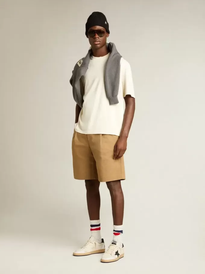 T-shirt in verouderd wit met omgekeerd logo op de achterkant – Jersey Capsule