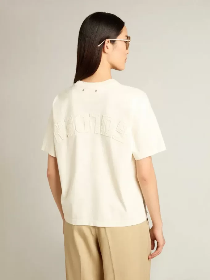 T-shirt in verouderd wit met omgekeerd logo op de achterkant – Jersey Capsule