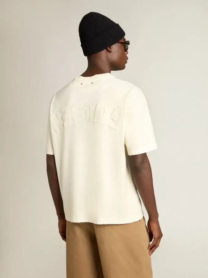T-shirt in verouderd wit met omgekeerd logo op de achterkant – Jersey Capsule