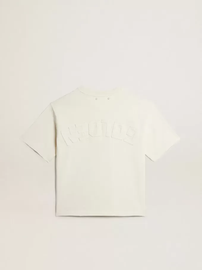 T-shirt in verouderd wit met omgekeerd logo op de achterkant – Jersey Capsule