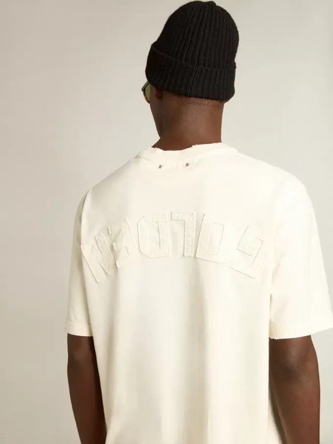 T-shirt in verouderd wit met omgekeerd logo op de achterkant – Jersey Capsule