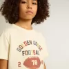 T-shirt voor jongens in versleten wit met veelkleurige letters