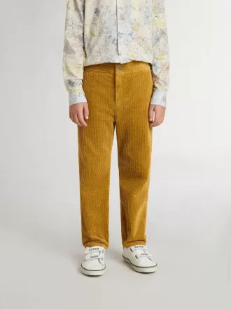 Tabakskleurige chino broek voor jongens met borduursel