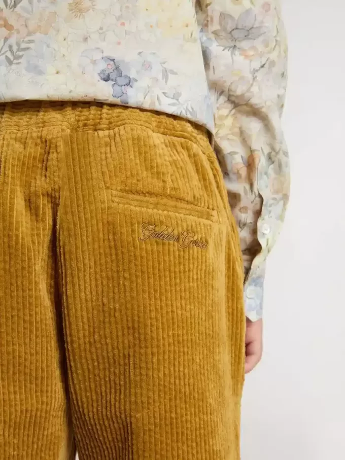 Tabakskleurige chino broek voor jongens met borduursel