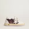 Teen Ball Star in paars glitter met witte leren ster en hielstuk