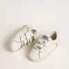 Teen Old School in wit leer met gouden details