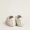 Teen Old School in wit leer met gouden details
