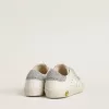 Teen Old School in wit leer met zilveren Swarovski-kristallen hielstuk en bandjes