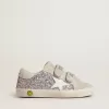 Teen Old School in zilver en roze glitter met witte leren ster