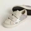 Teen Old School in zilver en roze glitter met witte leren ster