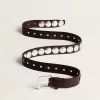 Trinidad-riem van donkerbruin leer met zilveren maxi-studs