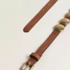 Trinidad-riem van verouderd bruin leer met gouden maxi-studs