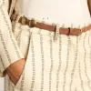 Trinidad-riem van verouderd bruin leer met gouden maxi-studs