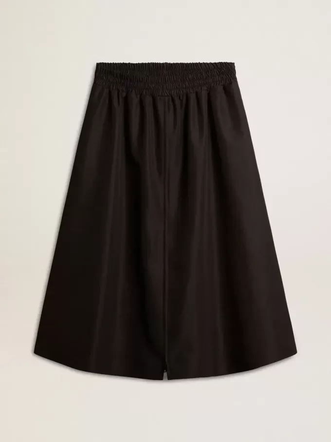 Uitlopende rok van zwart technisch nylon