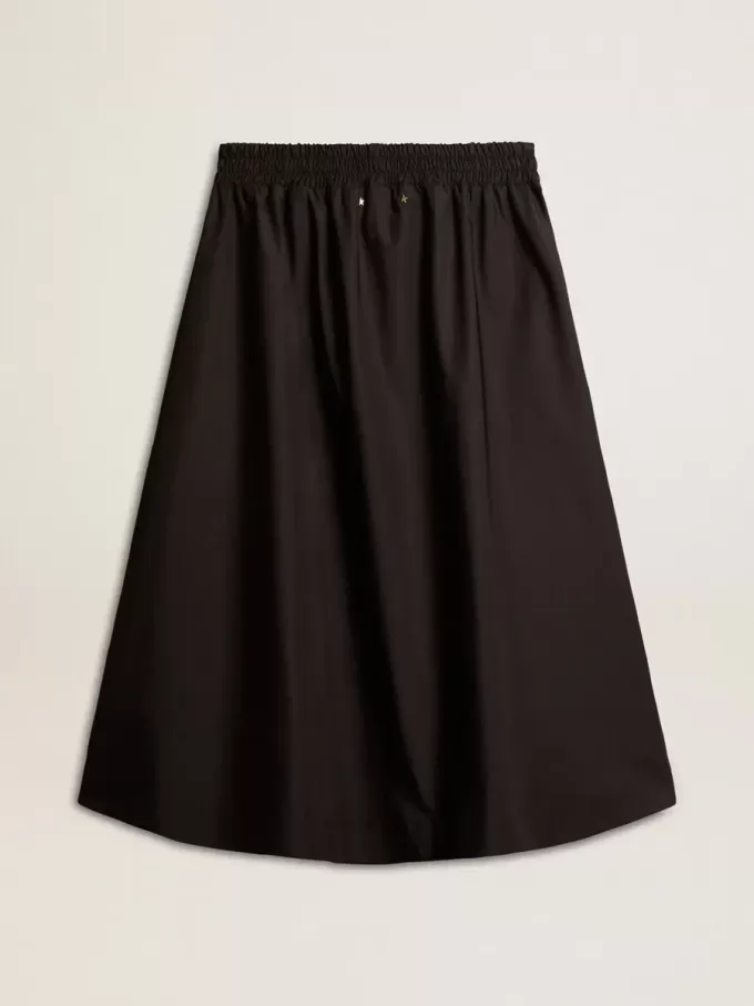 Uitlopende rok van zwart technisch nylon