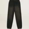 Unisex gewassen zwarte joggingbroek