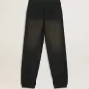 Unisex gewassen zwarte joggingbroek