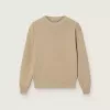 Unisex goudbeige geribbelde trui voor kinderen met logo op de achterkant