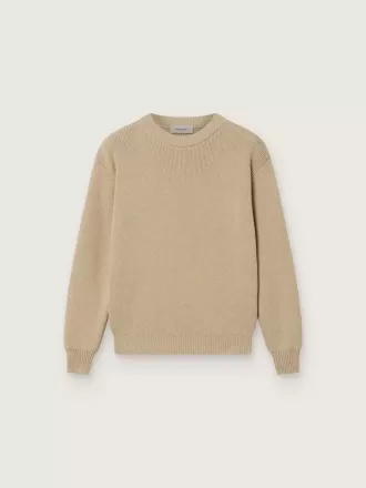 Unisex goudbeige geribbelde trui voor kinderen met logo op de achterkant