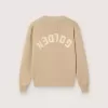 Unisex goudbeige geribbelde trui voor kinderen met logo op de achterkant