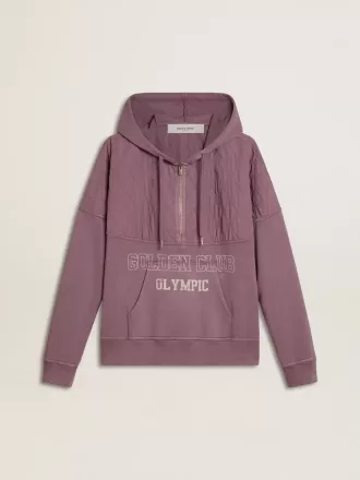 Unisex mauve katoenen sweatshirt met print op de voorkant