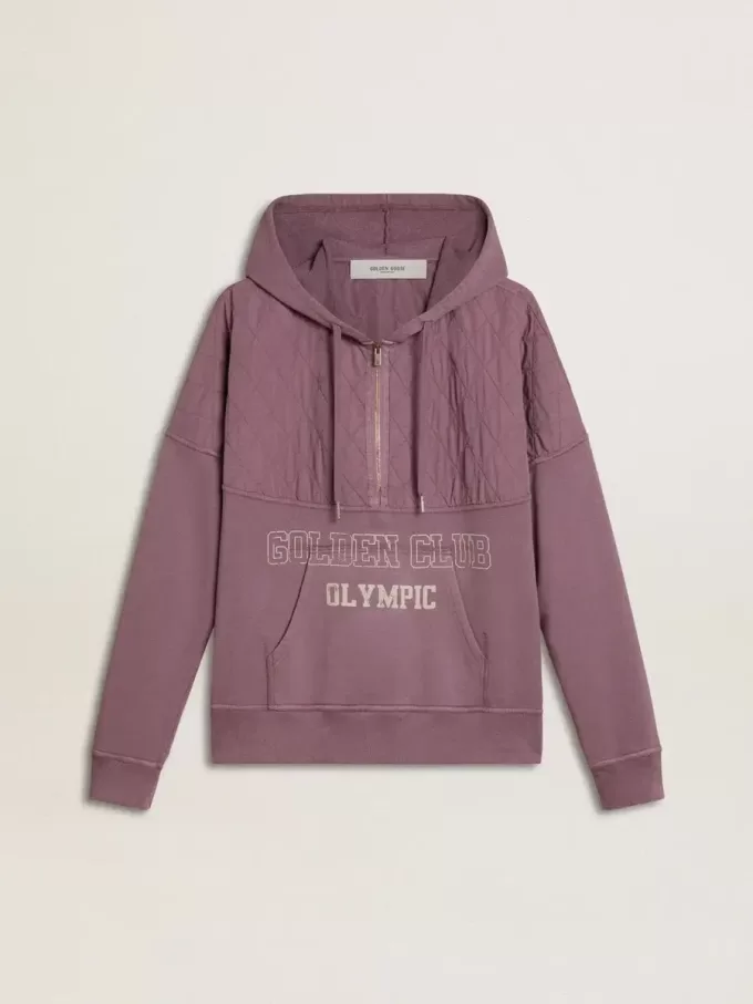 Unisex mauve katoenen sweatshirt met print op de voorkant