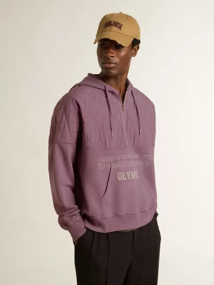 Unisex mauve katoenen sweatshirt met print op de voorkant