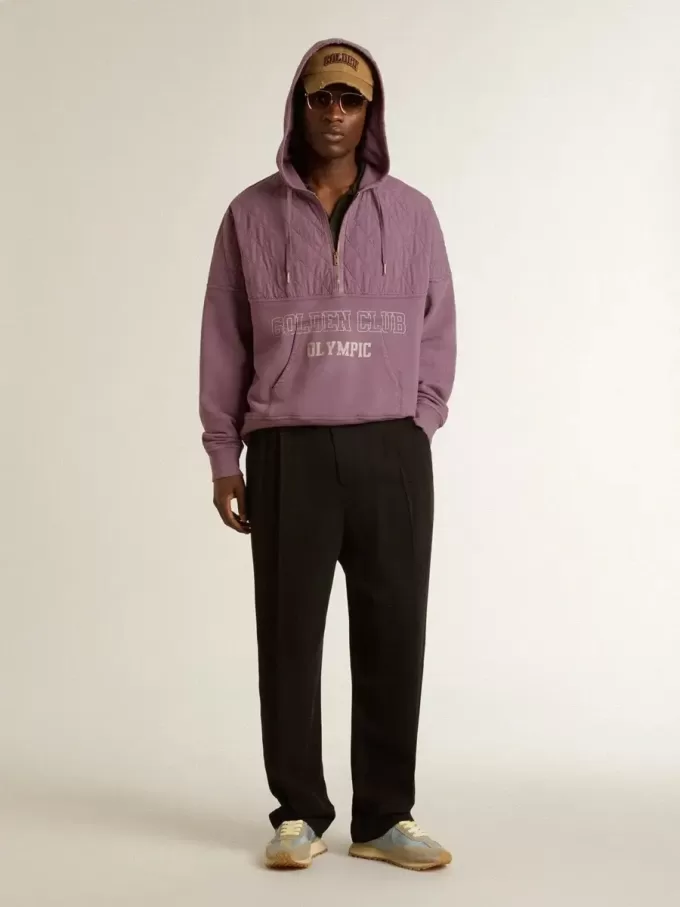 Unisex mauve katoenen sweatshirt met print op de voorkant