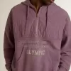 Unisex mauve katoenen sweatshirt met print op de voorkant