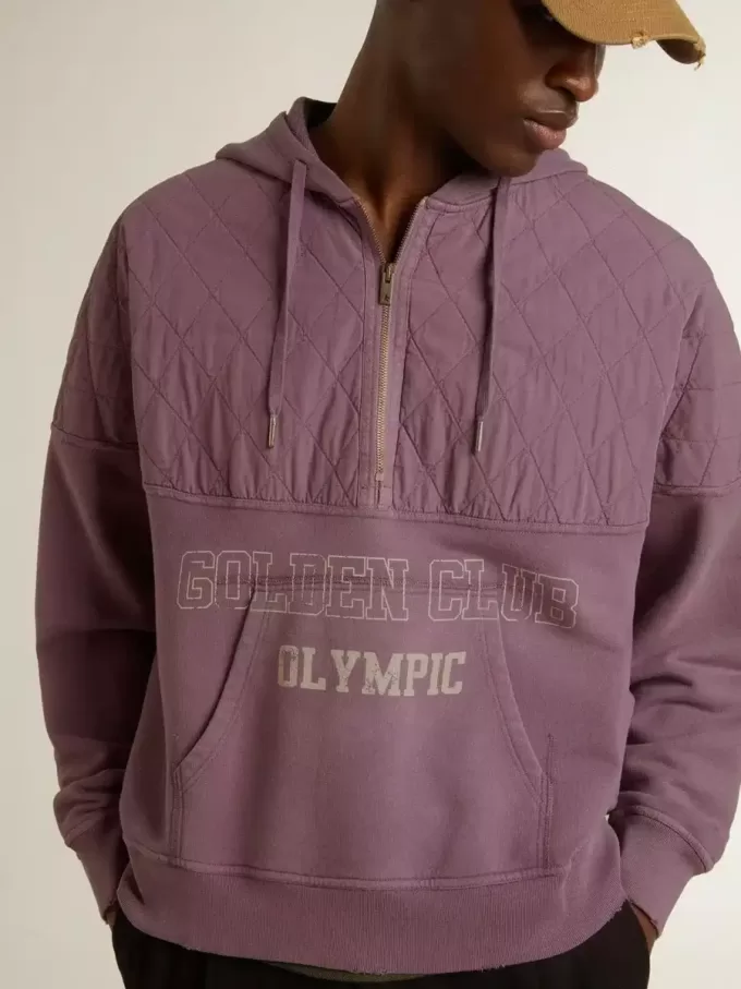 Unisex mauve katoenen sweatshirt met print op de voorkant