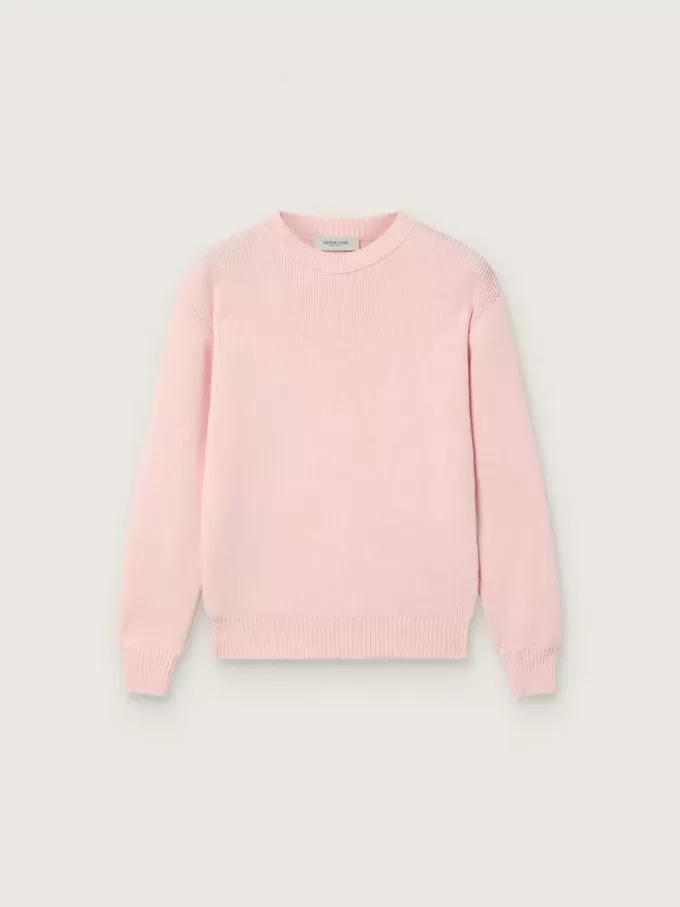 Unisex roze geribbelde Golden-trui voor kinderen met Golden-logo op de achterkant