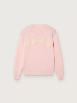 Unisex roze geribbelde Golden-trui voor kinderen met Golden-logo op de achterkant