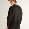 Unisex sweatshirt van versleten zwart katoen met geborduurd logo