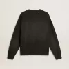 Unisex sweatshirt van versleten zwart katoen met geborduurd logo