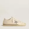 V-Star in beige canvas met een zilveren glitterster