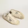 V-Star in beige canvas met een zilveren glitterster